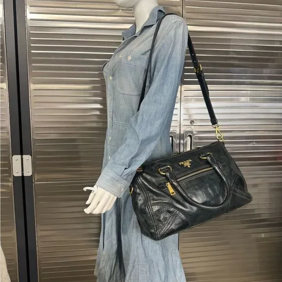 Prada Vitello Shine Leather East West Bauletto Bag - Picture 15 of 16